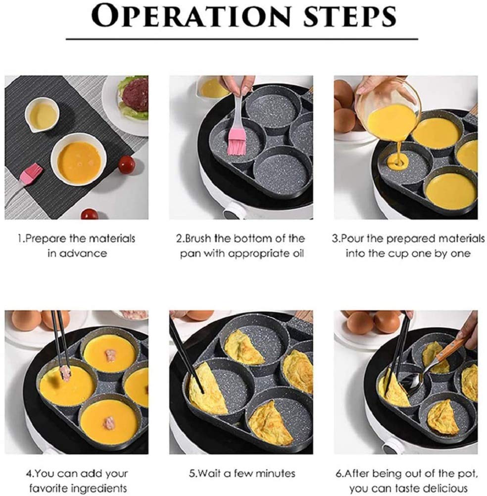 Non-Stick Frying Pan with 4 Hole | 7.5 IN Pancake Pan | Fried Egg & Burger Pan | Multi-Purpose Breakfast Cooking Pan (Multicolor)