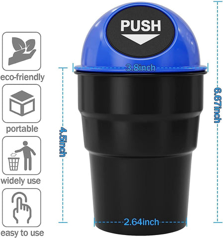 Portable Mini Car Dustbin/Trash Bin – Compact Car Garbage Can for Cup Holder, Travel & Storage (Black)