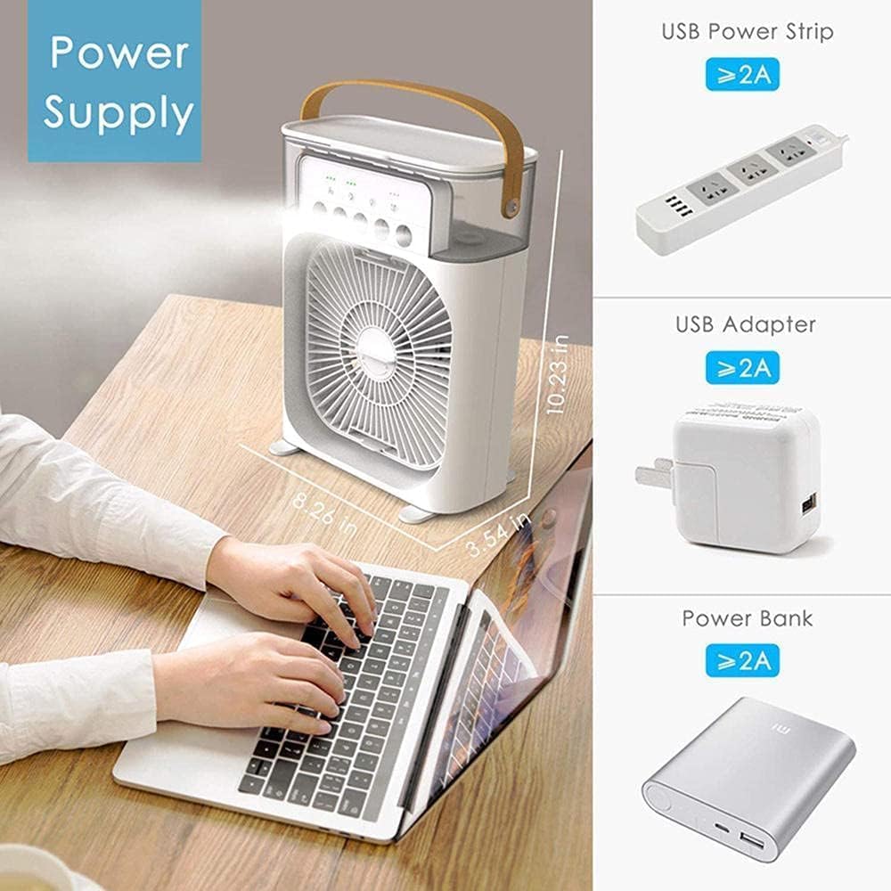Portable Mini Air Conditioner – Quiet & USB Powered Personal Cooler with 3 Smart Speeds, 360° Adjustable Airflow & Timer for Home, Office & More