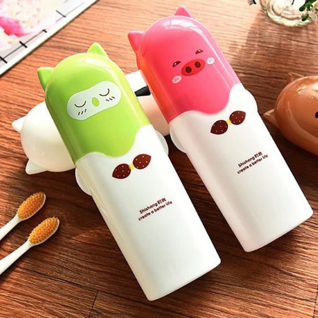 Portable Cartoon Animal Toothbrush Holder - Travel & Bathroom Storage (Pack of 2)