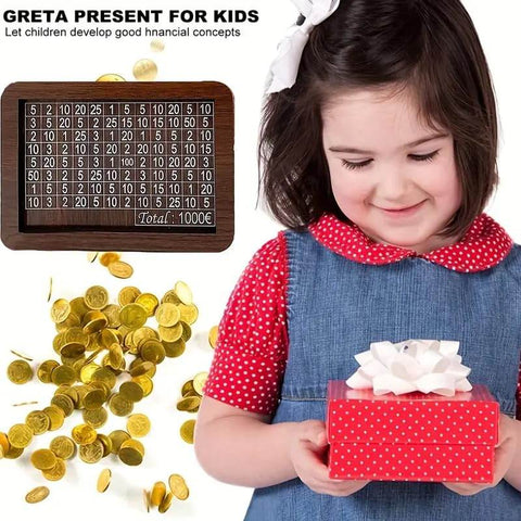 Wooden Piggy Bank | Carved Money Box for Kids & Adults | Savings Coin Box