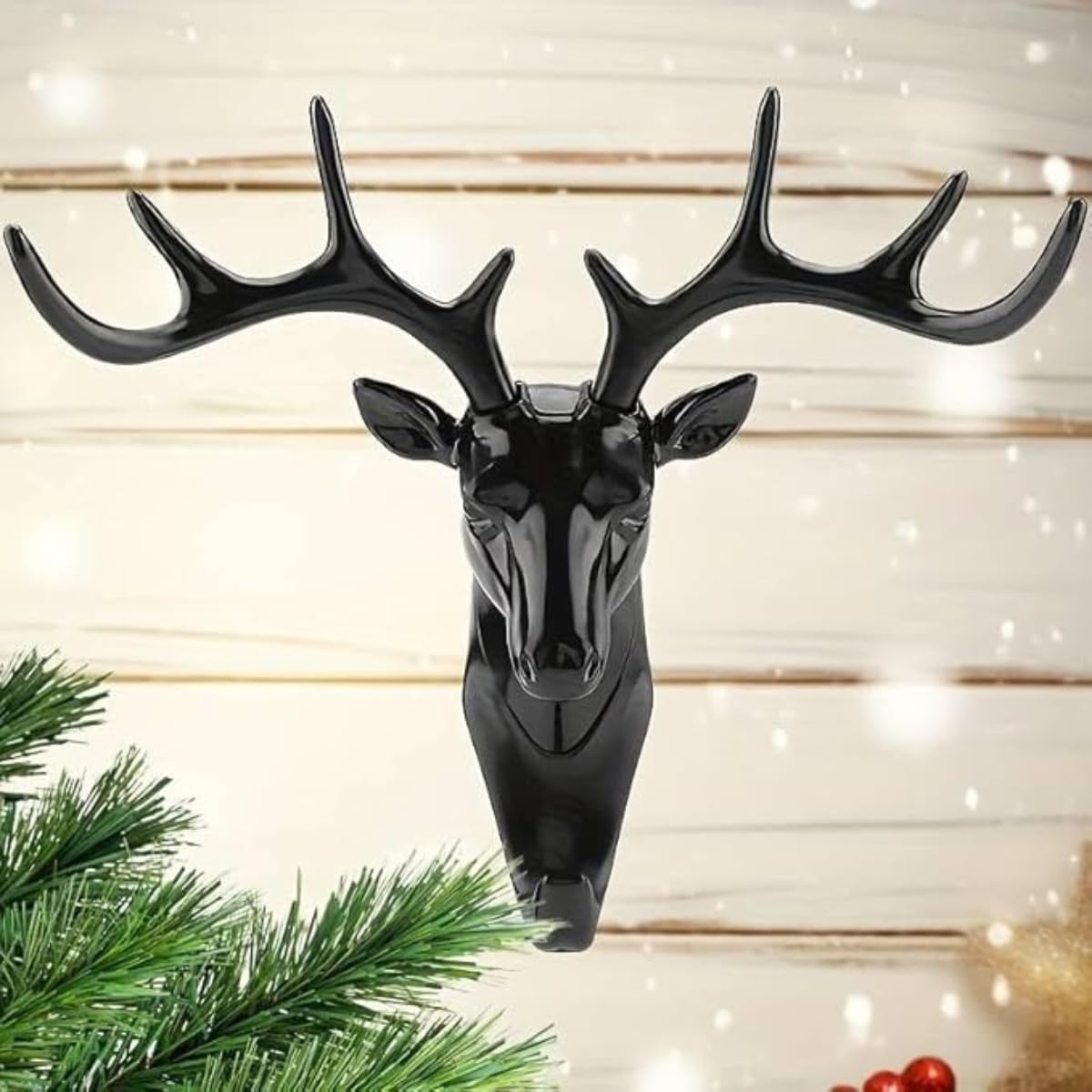 1 PCS Deer Head Hanging Hook, Self-Adhesive Wall Hook for Bags, Keys, and More | Rustic Wildlife-Inspired Decorative Holder (Black)