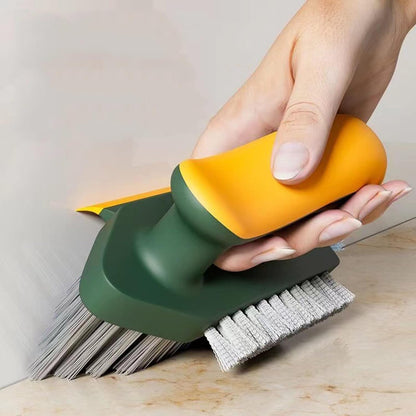 Grout Cleaner Brush 4-in-1 with Squeegee – Multifunctional V-Shape Gap Scrub Brush for Crevice, Corner, Window, Sink, Kitchen, and Bathroom Cleaning