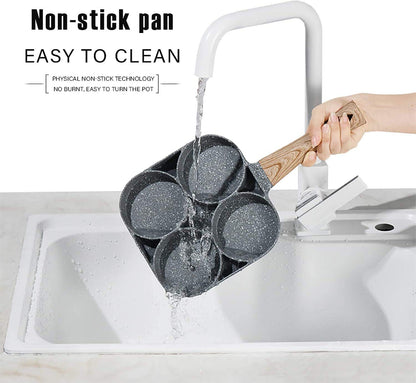 Non-Stick Frying Pan with 4 Hole | 7.5 IN Pancake Pan | Fried Egg & Burger Pan | Multi-Purpose Breakfast Cooking Pan (Multicolor)