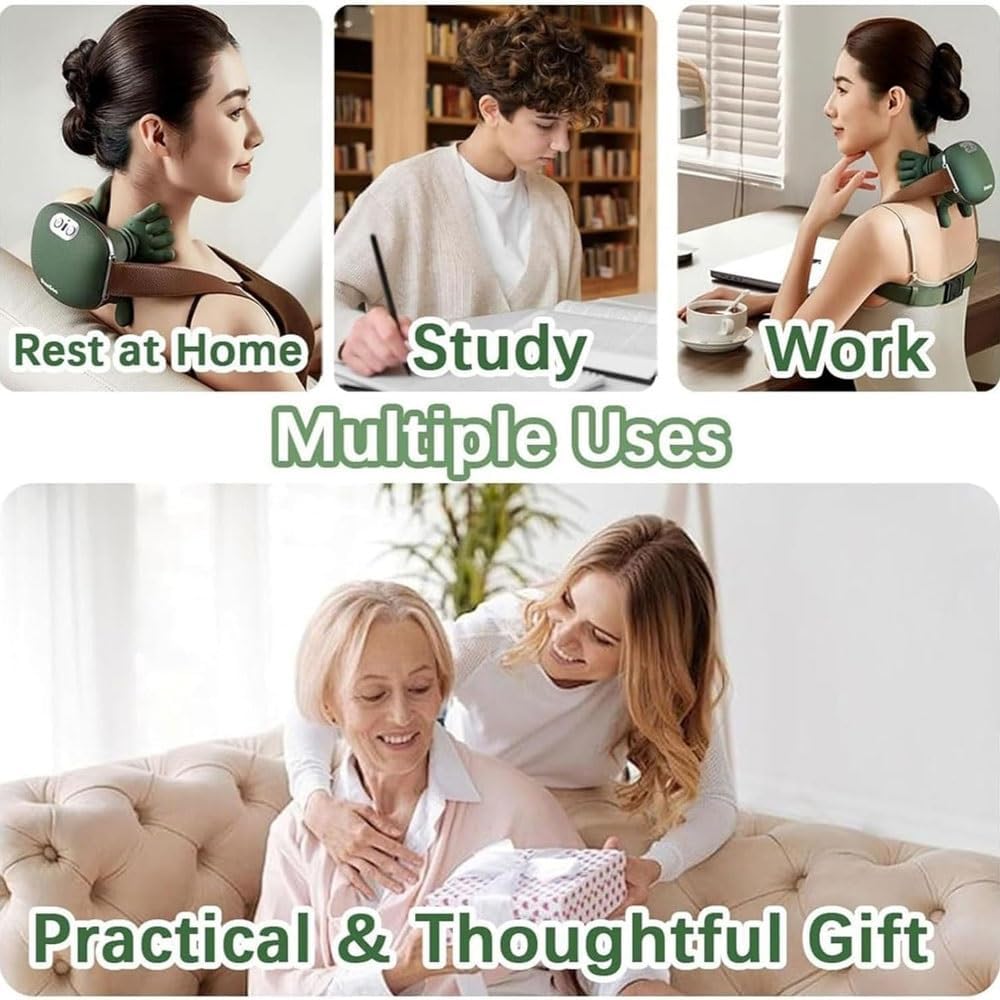 Heated Wireless Shiatsu Neck & Back Massager | Portable 4D Deep Tissue Electric Massager for Pain Relief