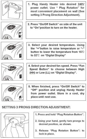 Electric Handy Heater|Wall-Outlet 400 Watts Electric Handy Room Heater