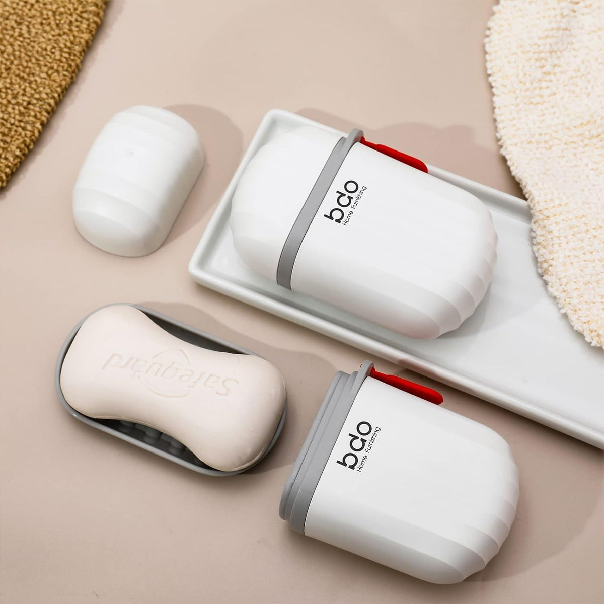 Pack of 2 Leakproof Travel Soap Cases | Waterproof Soap Container with Draining Layer | Portable Soap Holder for Bathroom, Camping, Gym & Outdoors