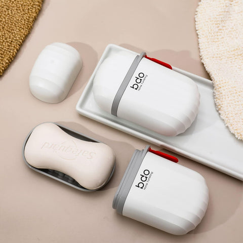 Pack of 2 Leakproof Travel Soap Cases | Waterproof Soap Container with Draining Layer | Portable Soap Holder for Bathroom, Camping, Gym & Outdoors