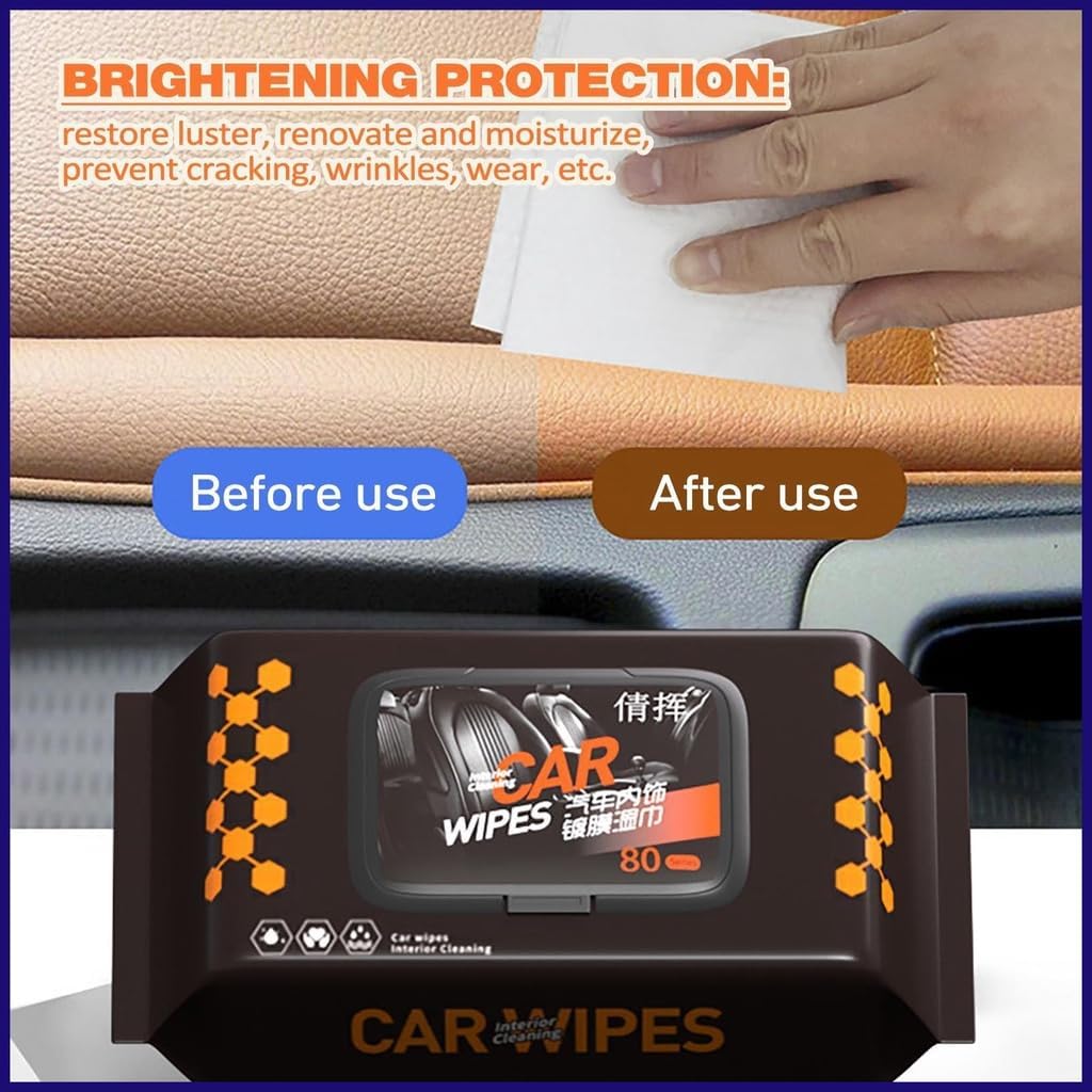 Car Cleaning Wipes 80 Pcs – Wet Tissue Paper for Full Interior & Exterior Car Care
