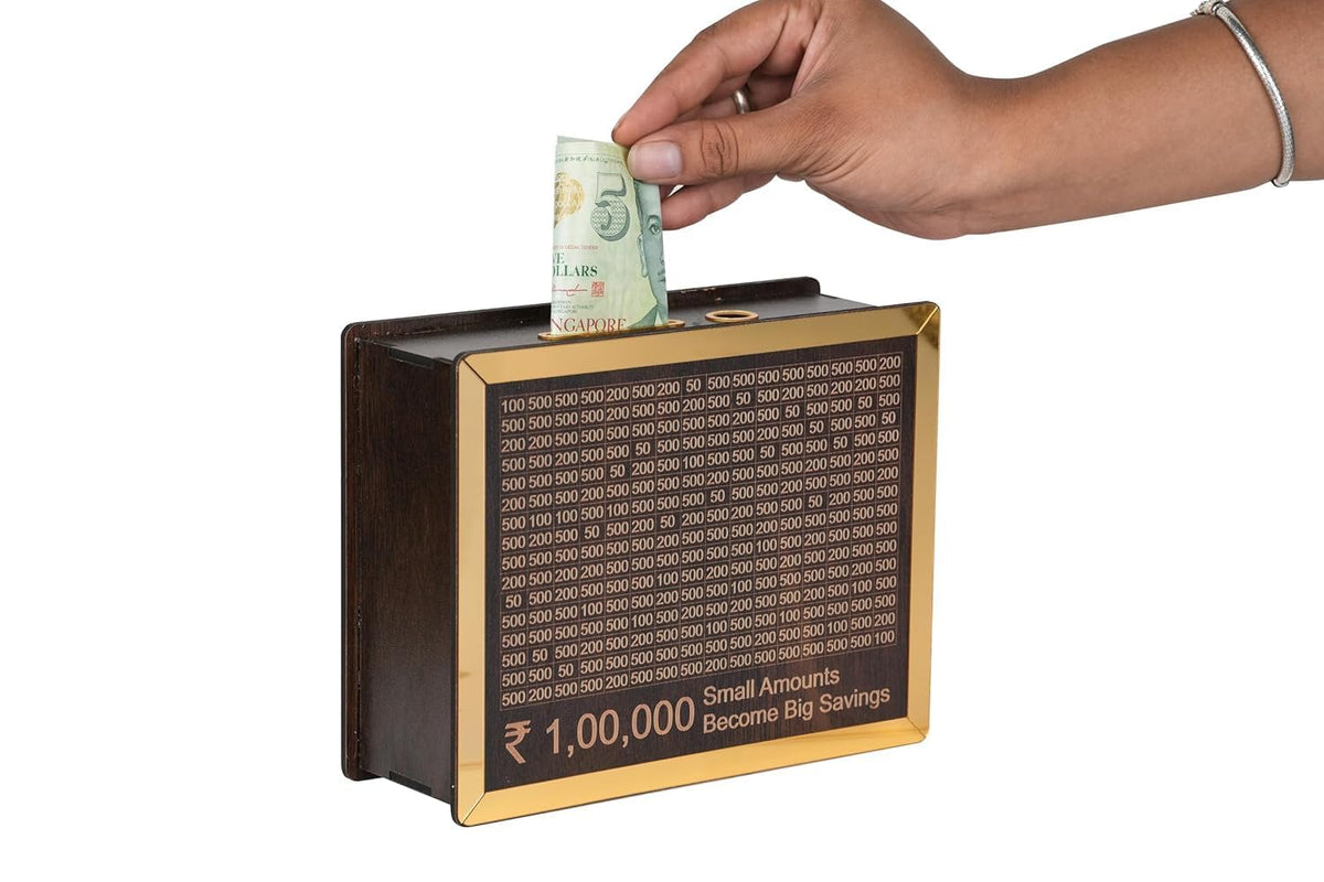 Wooden Piggy Bank for Kids & Adults – Carved Coin Box | Money Saver | Mini Donation & Savings Box