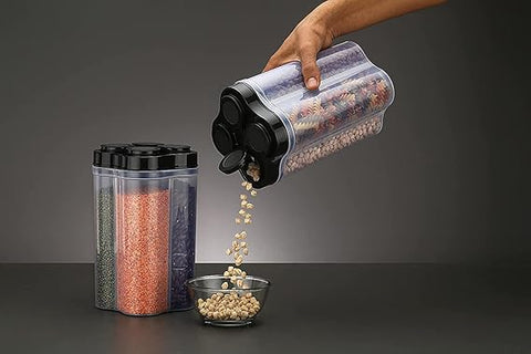 4-in-1 Square Food Container for Cereal Storage, Multi-Color