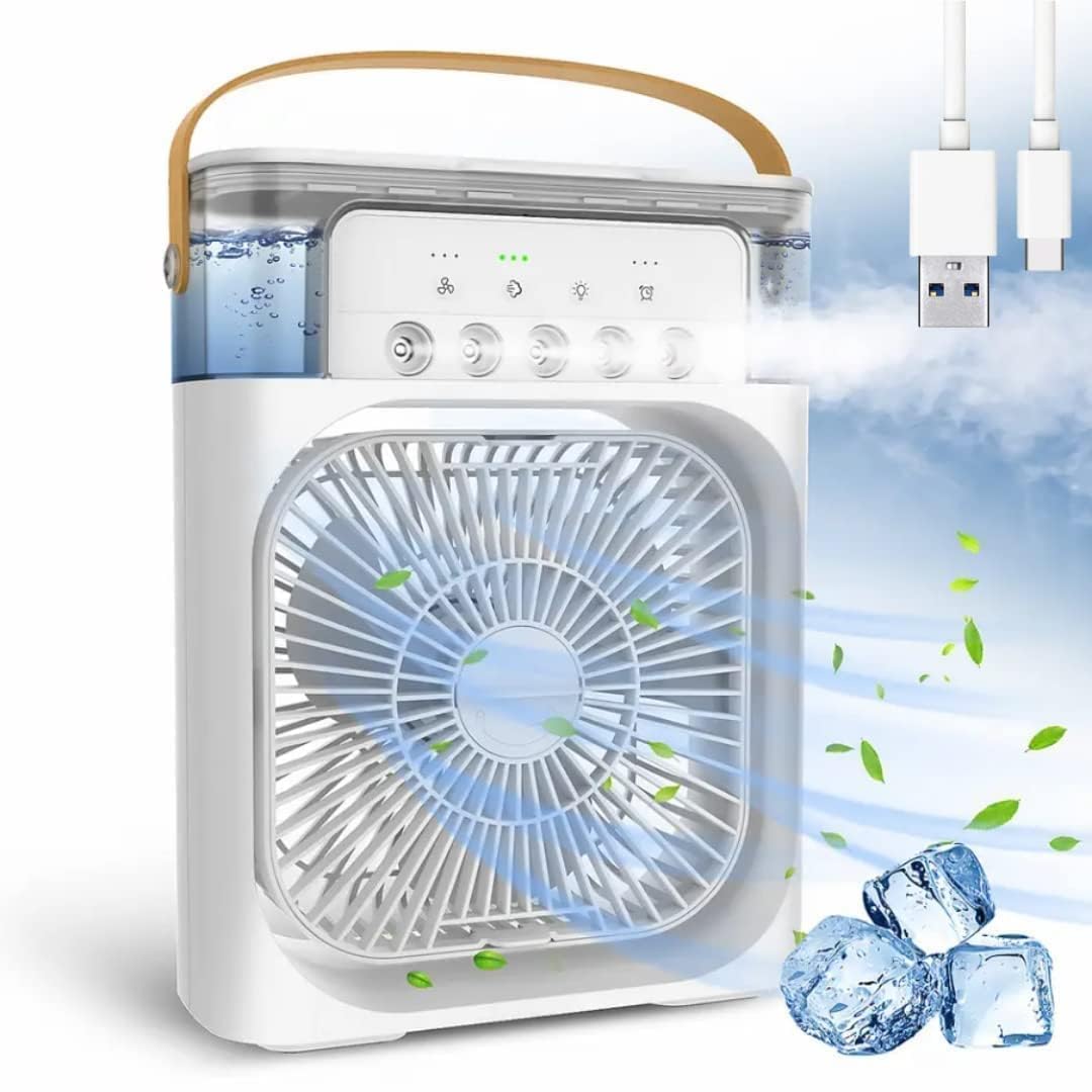 Portable Mini Air Conditioner – Quiet & USB Powered Personal Cooler with 3 Smart Speeds, 360° Adjustable Airflow & Timer for Home, Office & More