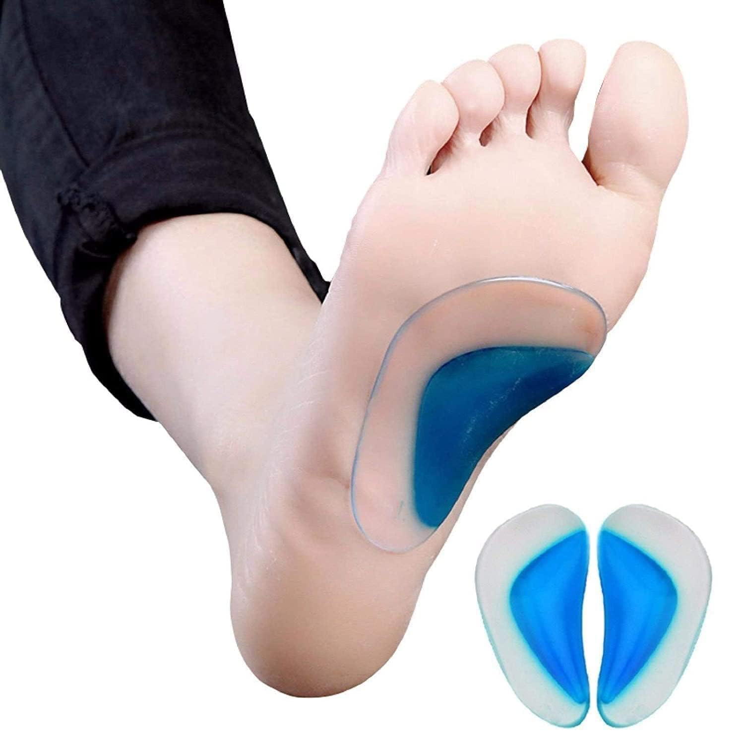 Silicone Gel Orthopedic Arch Support Pad for Heel Pain, Plantar Fasciitis & Flat Feet, Pair