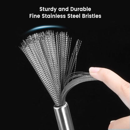 Steel Scrubber Brush with Handle for Kitchen, Pan, Pot, Wok, and Dishes Cleaning