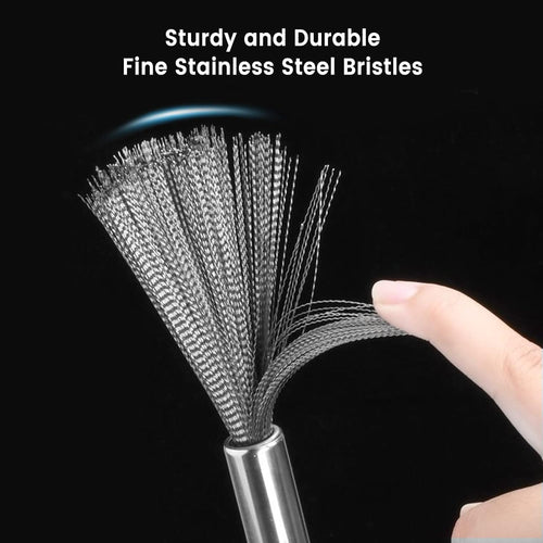 Steel Scrubber Brush with Handle for Kitchen, Pan, Pot, Wok, and Dishes Cleaning