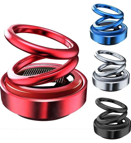 Solar-Powered Car Aroma Diffuser - 360° Double Ring Rotating Car Perfume Air Freshener