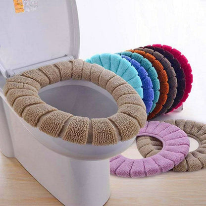 Washable Soft Warmer Toilet Seat Cover, Cushion Mat, and Lid Cover Pads | Stretchable, Easy Installation Toilet Seat Covers (Pack of 1)