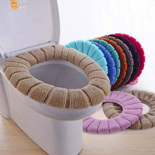 Washable Soft Warmer Toilet Seat Cover, Cushion Mat, and Lid Cover Pads | Stretchable, Easy Installation Toilet Seat Covers (Pack of 1)