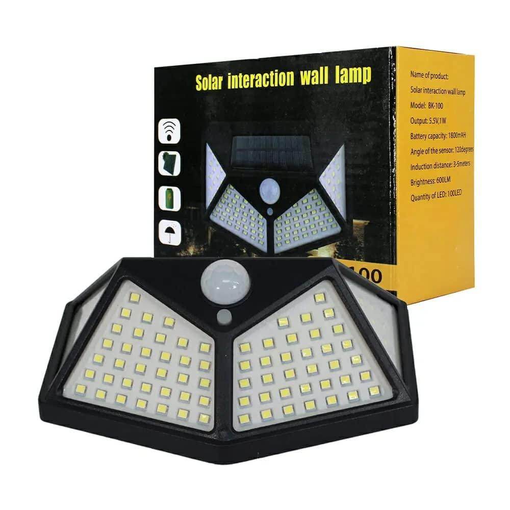 Solar Interaction Wall Lamp Solar Out Door Powered Motion Sensor Interaction Garden Wall 100 Led Lamp 3 Modes