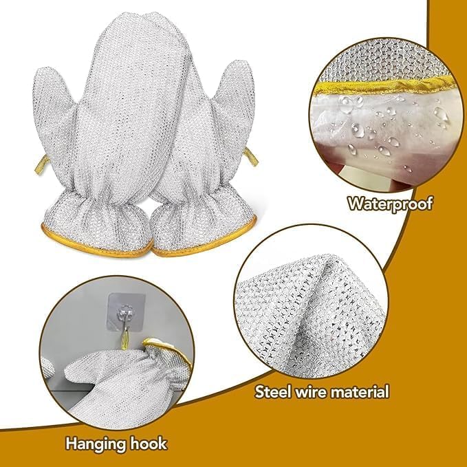 Dishwashing Cleaning Gloves – Waterproof & Durable Reusable Kitchen Gloves for Washing Dishes, Skin-Friendly, Anti-Hot, One Size (One Pair)