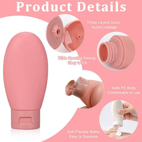 3Pcs Leak-Proof Travel Bottles (60ml) - Refillable Toiletry Containers with Lids for Easy Packing and Travel