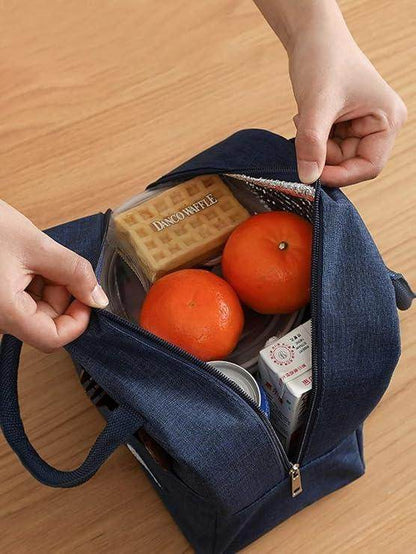 Gardino Insulated Travel Lunch/Tiffin/Storage Bag for Office, College & School (Blue) (Cotton)
