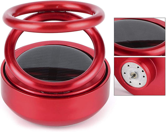 Solar-Powered Car Aroma Diffuser - 360° Double Ring Rotating Car Perfume Air Freshener