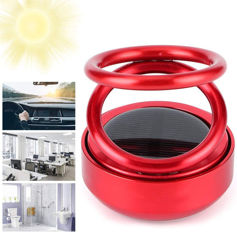 Solar-Powered Car Aroma Diffuser - 360° Double Ring Rotating Car Perfume Air Freshener