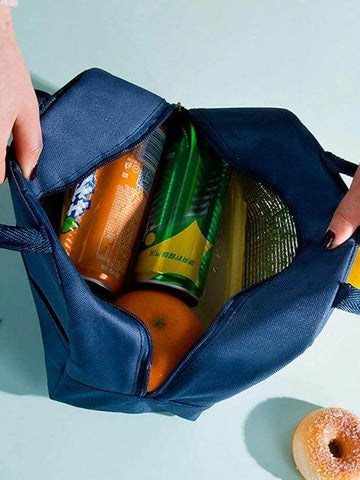 Gardino Insulated Travel Lunch/Tiffin/Storage Bag for Office, College & School (Blue) (Cotton)