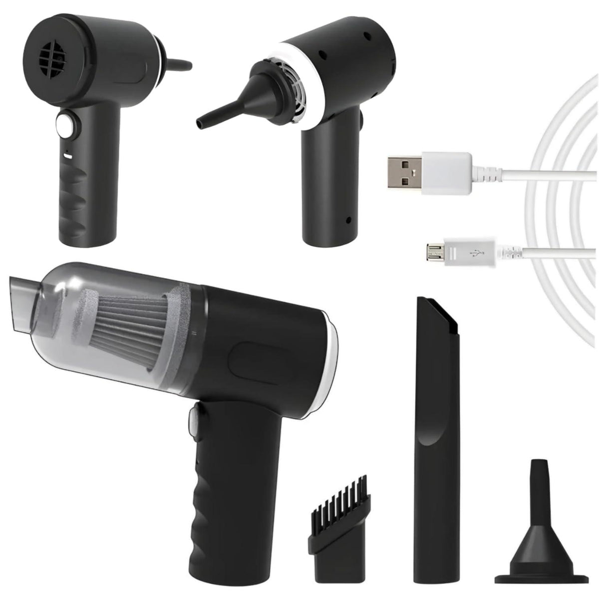 3IN1 Portable Car Vacuum Cleaner with Blower | USB Rechargeable Wireless Handheld