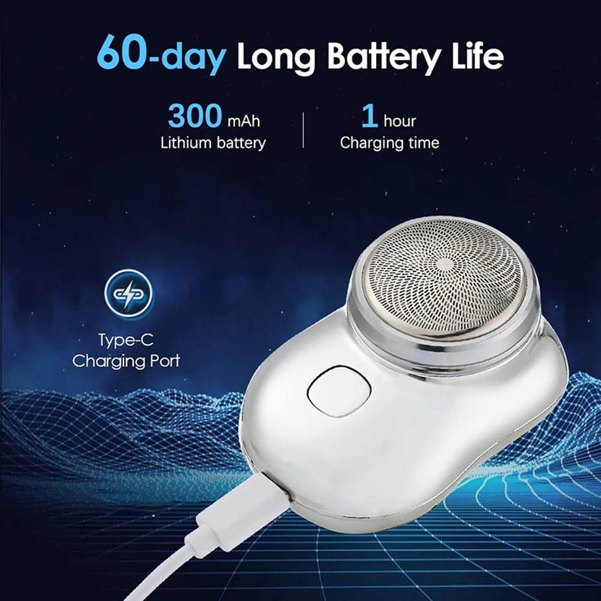 Mini Electric Razor - Rechargeable and Tailored for Simple One-Button Use, Ensuring Maximum Convenience Whether You're at Home, in the Car, or Exploring New Destinations