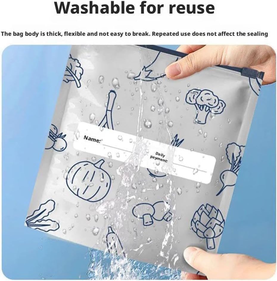 10 PCS Reusable Aluminum Food Storage Bags | Stand-Up Foil Zip Lock Pouches | Leakproof & Resealable Fresh-Keeping Bags for Vegetables, Fruits, Snacks & Meat