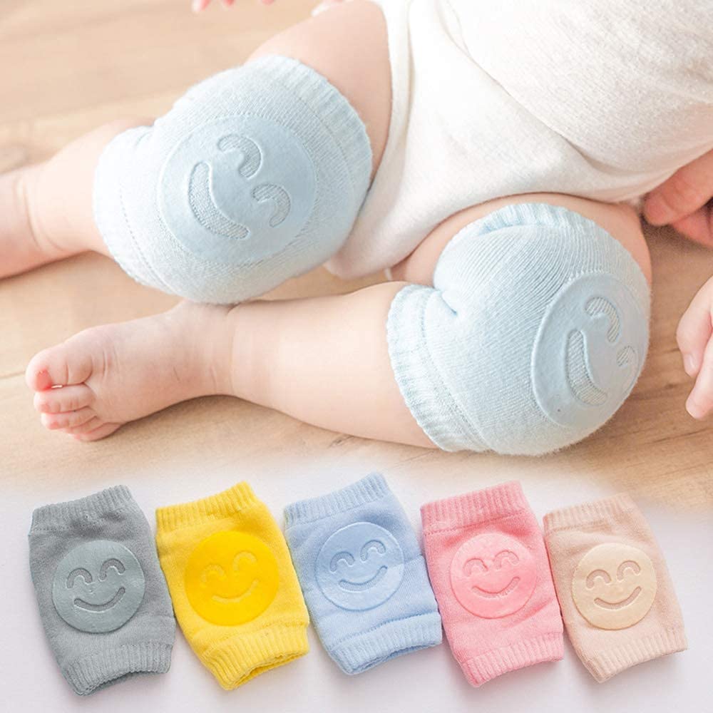 Baby Smiley Knee Pads for Crawling – Anti-Slip Elastic Cotton Knee & Elbow Safety Protectors (Random Color)
