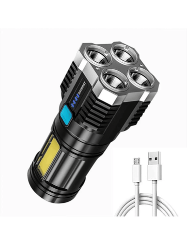 Gardino 2in1 OSL+COB LED Torch Rechargeable Flashlight 4 Modes Long Range 5W Power Light with Charging Indicator