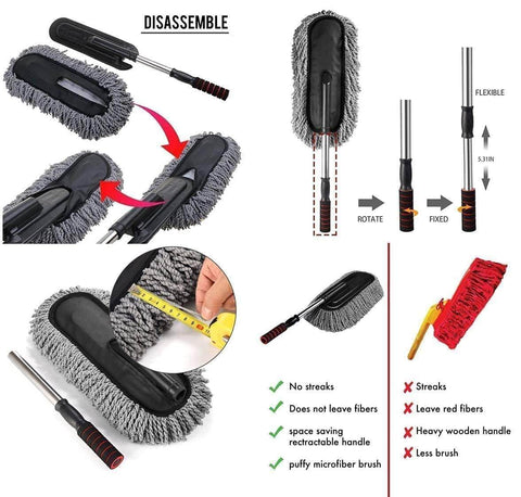 Microfiber Car Cleaning Soft Brush Ideal as Mop Duster, Washing Brush with Long Handle, Dust Cleaner Car Wash Brush with Handle, Soft Brush Scratch Free.