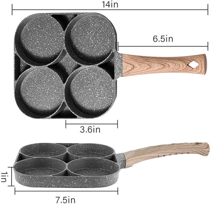 Non-Stick Frying Pan with 4 Hole | 7.5 IN Pancake Pan | Fried Egg & Burger Pan | Multi-Purpose Breakfast Cooking Pan (Multicolor)