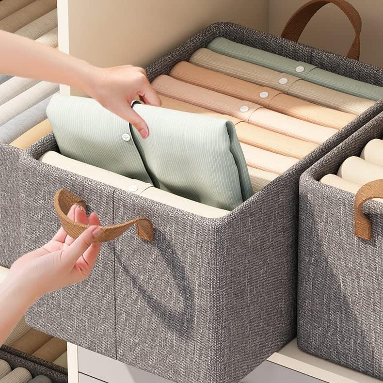 Gardino Collapsible Fabric Storage Cubes Organizer with Handles Foldable Storage Baskets for Organizing Toys, Books, Shelves, Closet, Large Storage Box with Handles
