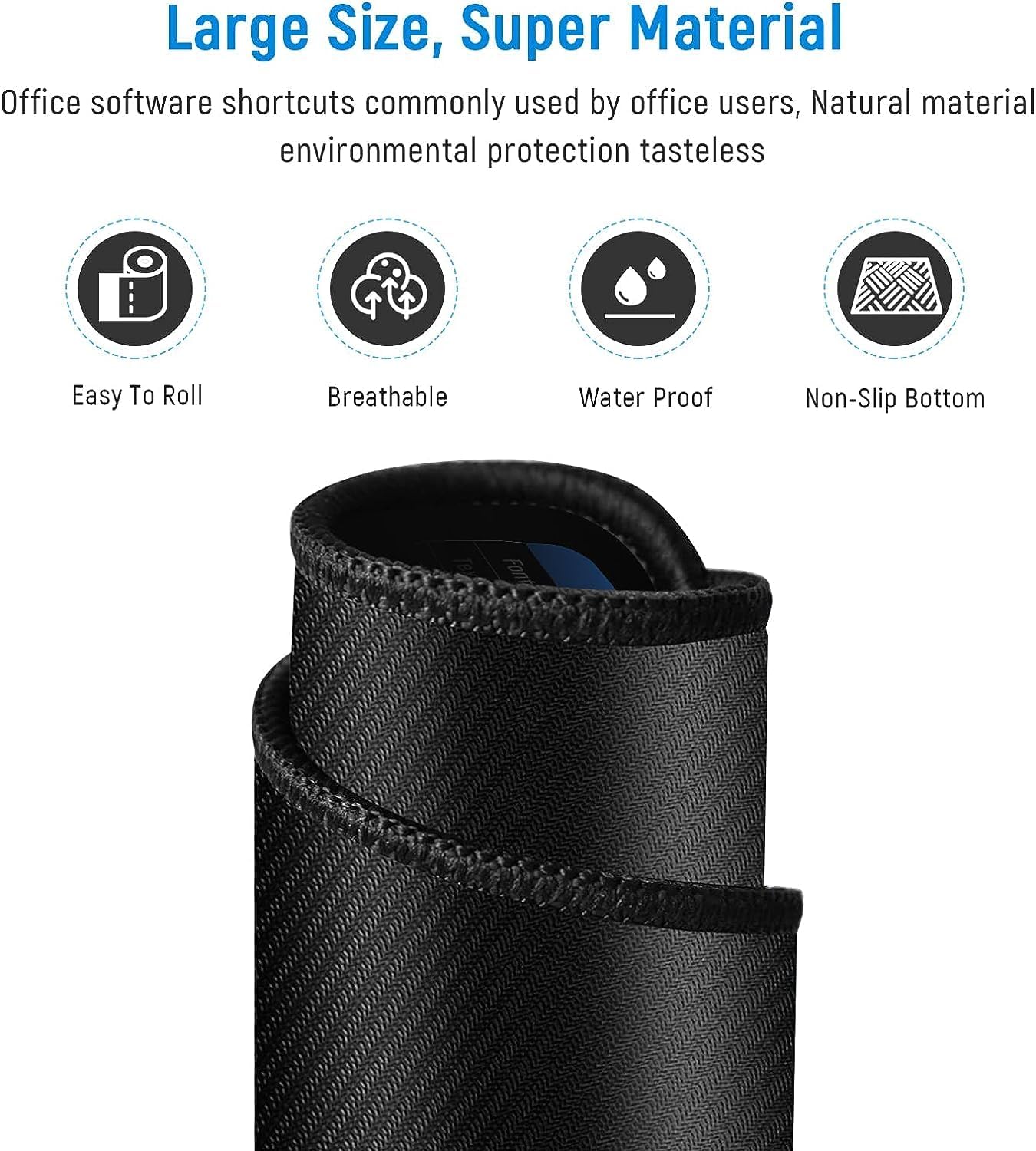 Anti-Slip Keyboard Pad | Office & Excel Shortcuts Cheat Sheet Mouse Pad | Large Extended Desk Mat with Smooth Cloth Surface & Rubber Base for Gaming, Office, and Work