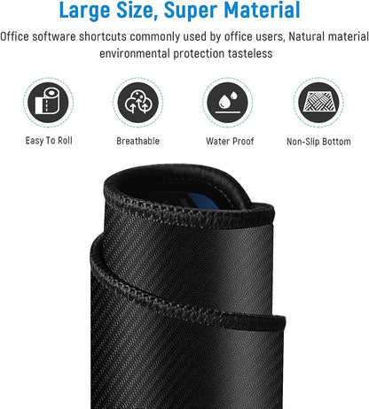 Anti-Slip Keyboard Pad | Office & Excel Shortcuts Cheat Sheet Mouse Pad | Large Extended Desk Mat with Smooth Cloth Surface & Rubber Base for Gaming, Office, and Work