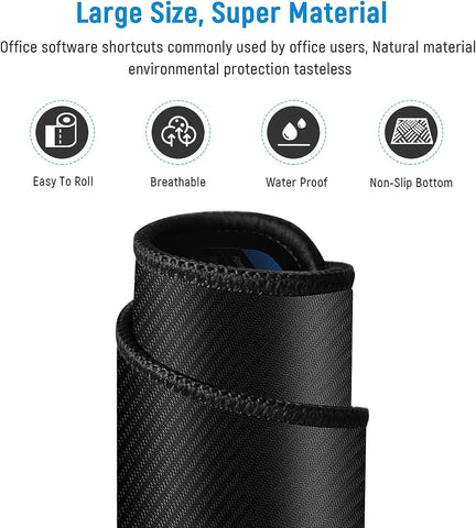 Anti-Slip Keyboard Pad | Office & Excel Shortcuts Cheat Sheet Mouse Pad | Large Extended Desk Mat with Smooth Cloth Surface & Rubber Base for Gaming, Office, and Work