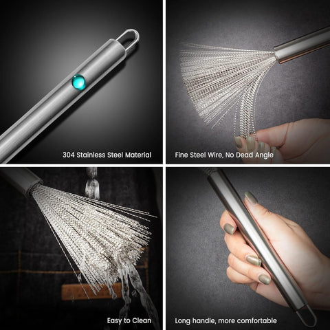 Steel Scrubber Brush with Handle for Kitchen, Pan, Pot, Wok, and Dishes Cleaning