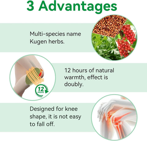Herbal Knee Pain Relief Patch – Natural Chinese Heating Pads for Joint, Muscle & Arthritis Pain – Quick Relief Plaster for Back, Knee & Body Aches