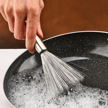 Steel Scrubber Brush with Handle for Kitchen, Pan, Pot, Wok, and Dishes Cleaning