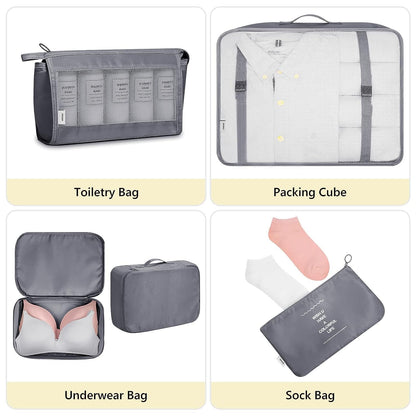 7 Pcs Travel Organizer Pouch Set | Packing Cubes for Clothes, Shoes, Toiletries, and Cosmetics | Space-Saving Travel Bags for Organized Packing