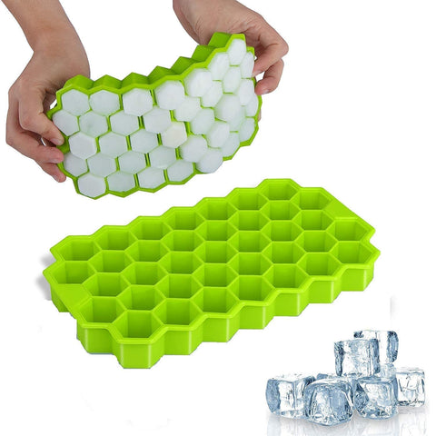 Silicone Honeycomb Ice Cube Tray, 37 Cavity Reusable Mould for Freezer and Baking