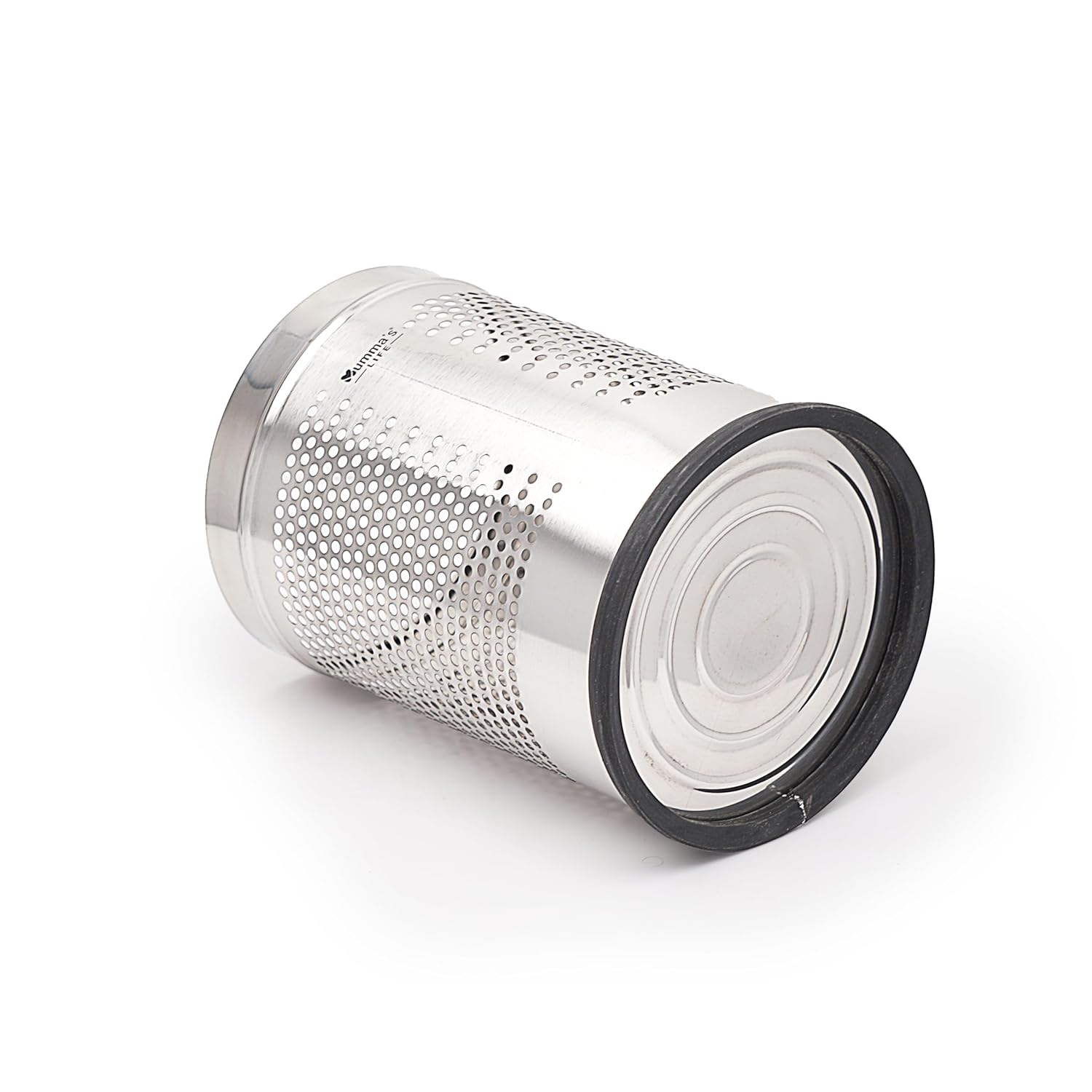 Stainless Steel 202 Perforated Design Open Top Dustbin - 25L | 10Inch (H) x 7 Inch (W)  Silver Trash Can with Anti-skid Base | For Bathroom, Bedroom, Kitchen & Toilet or Commercial Use