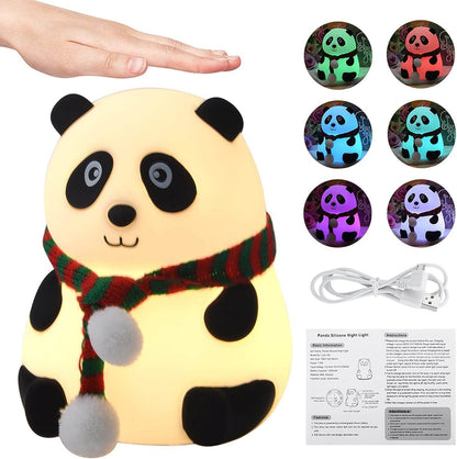 Adorable Panda Night Lamp for Kids Bedrooms | Perfect Valentine’s Gift | Cute, USB Rechargeable Touch Control LED Nightlight for Toddlers & Babies
