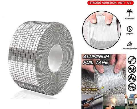Leakage Repair Waterproof Tape for Pipe and Roof Leakages | Aluminium Foil Adhesive Sealing Duct Tape (5CM x 5M)