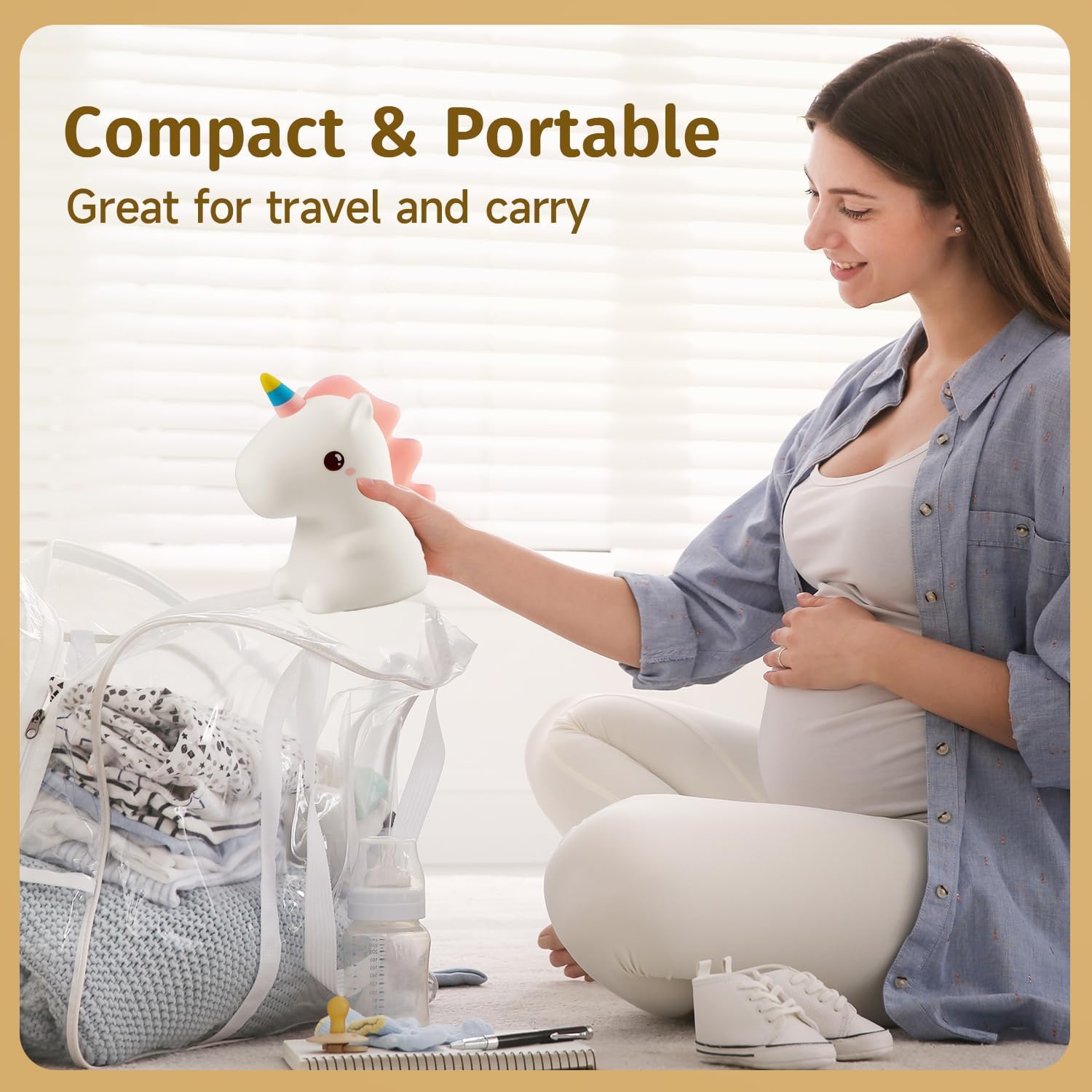 Silicone Unicone Night Light Rechargeable Led Lamp with 7-Color Breathing Modes, Touch Sensor Control