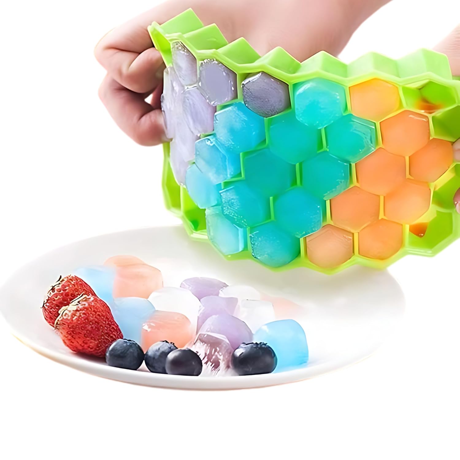 Silicone Honeycomb Ice Cube Tray, 37 Cavity Reusable Mould for Freezer and Baking
